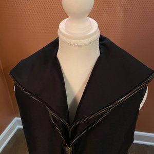 Vera Wang black wool and silk zipper moto vest - great condition